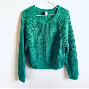 H&M Chunky Cable Knit Sweater in Kelly Green M